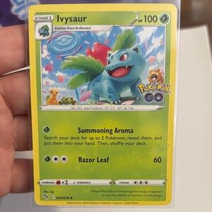 Pokemon Ivysaur Card with Green and Yellow Design